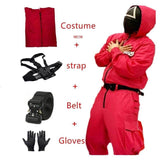 Squid game villain Red jumpsuit cosplay costume Halloween party Round Six mask - BOOST TOYS